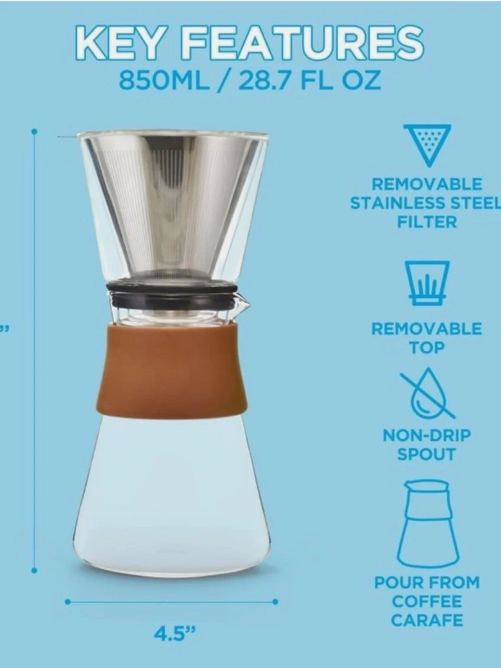 GROSCHE Amsterdam Craft Pour Over Coffee Maker 28.7 fl. oz.